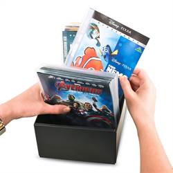 Säilytyslaatikko DVD-, CD- ja Blu-Ray-taskuille